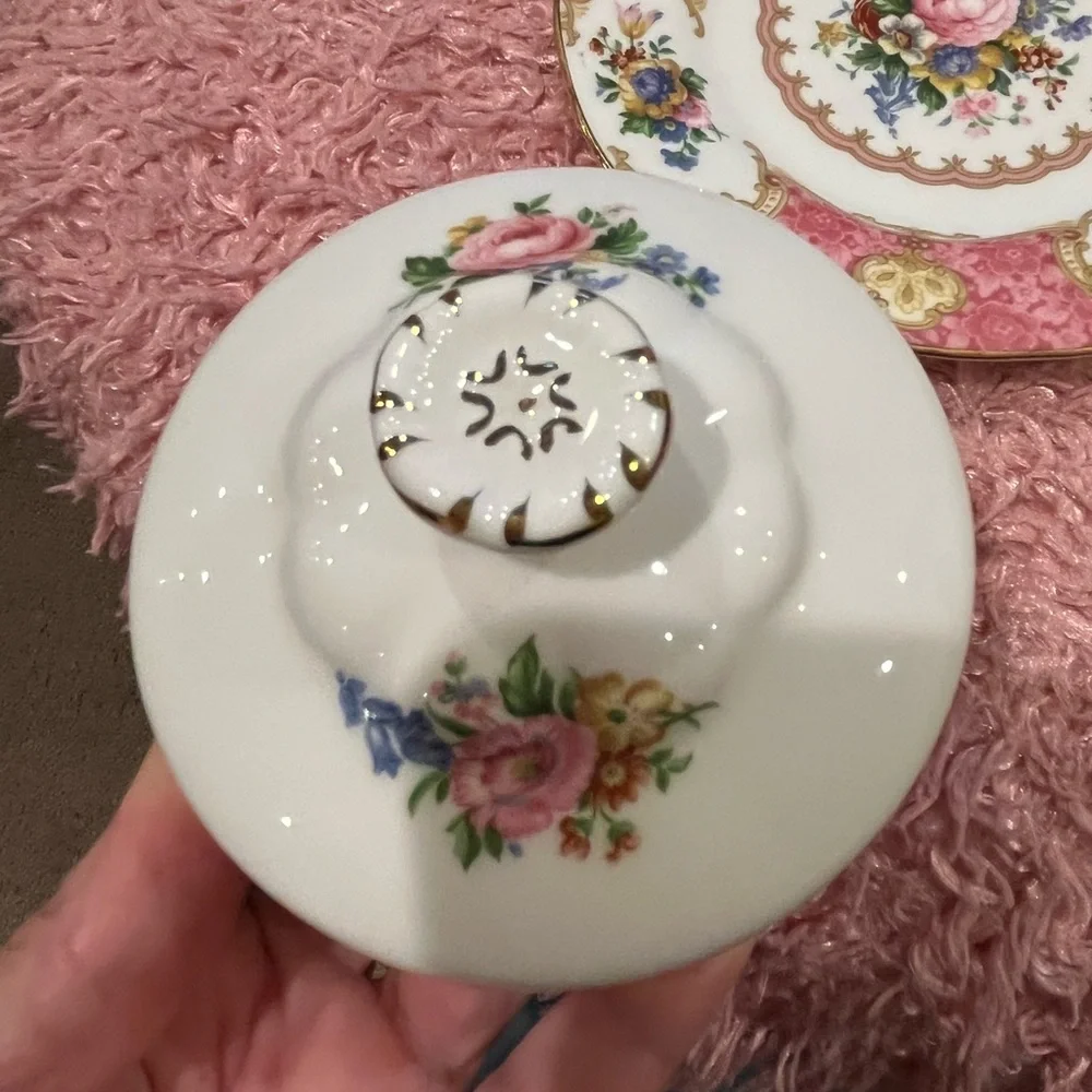 Royal Albert Lady Carlyle Bone China Floral Round Covered Butter Dish